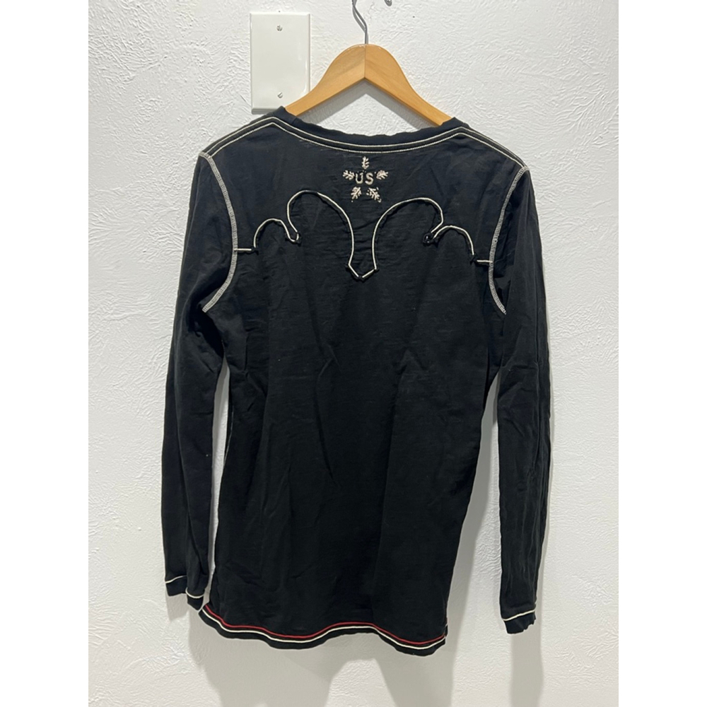 Women's Double D Ranch Black Long Sleeve Tee L with White Embroidery - Picture 2 of 8